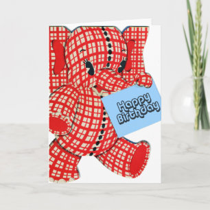 Plaid Elephant Birthday Card