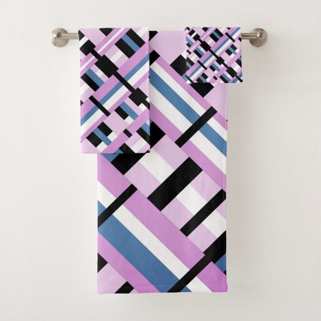 Plaid en bleu ardoise, orchidée, noir & blanc (En situation)