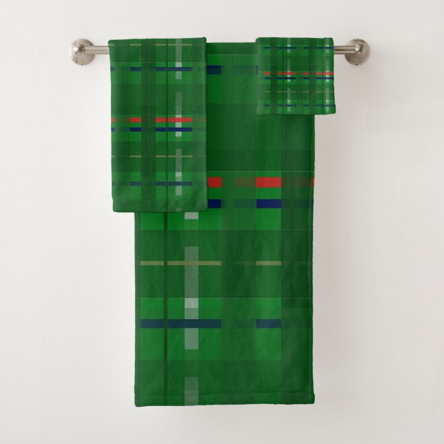 plaid en vert sur vert, rouge, bleu, or et argent (En situation)