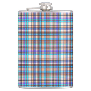 Plaid Fabric Checkered Print Pattern-57688 Hip Flask