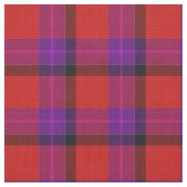 Plaid Fabric in Red Purple Maroon Pattern (Close Up)
