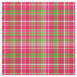 Plaid Fabric-Neon Green and Pink 01 Fabric