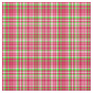 Plaid Fabric-Neon Green and Pink 13 Fabric