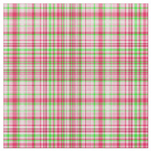 Plaid Fabric-Neon Green and Pink 23 Fabric