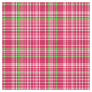 Plaid Fabric-Neon Green and Pink 42 Fabric