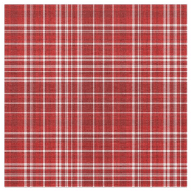 Plaid Fabric-Red and White 03 Fabric (Close Up)