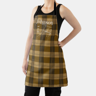 Plaid Family Name Personalized Apron