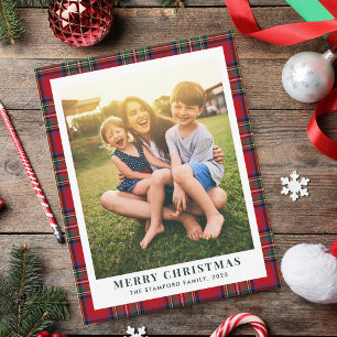 Plaid Family Photo Stewart Christmas Tartan Custom Card