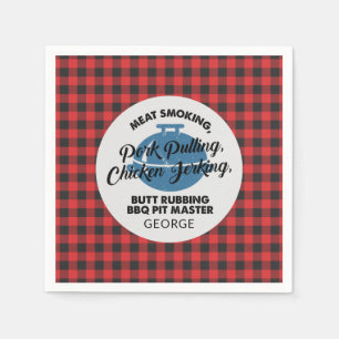 Plaid Fathers Day Rustic BBQ Dad Personalized Napkin