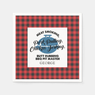 Plaid Fathers Day Rustic BBQ Dad Personalized Napkin