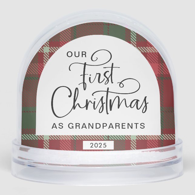 Plaid First Christmas Grandparents Photo Christmas (Avant)