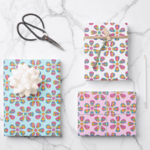 Plaid Flowers Wrapping Paper Sheet
