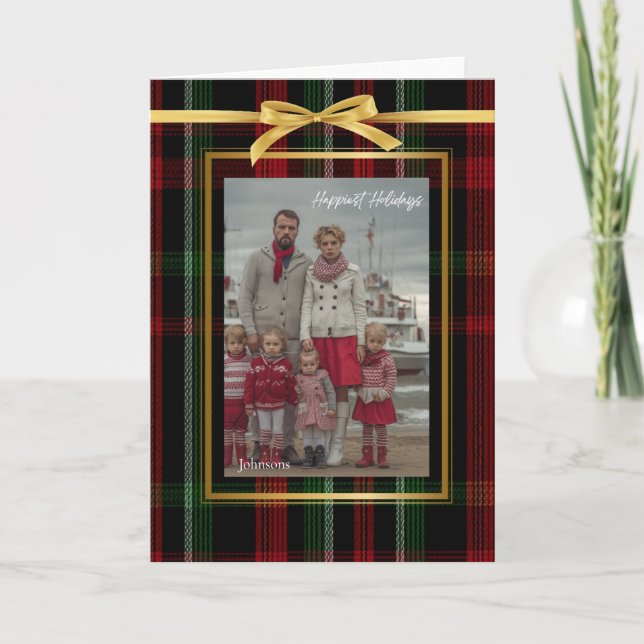  Plaid folded holiday card classic festive (Front)