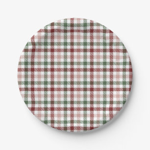 Plaid For Christmas Words Holiday Paper Plate