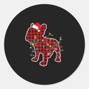 Plaid French Bulldog Christmas Pyjamas Family Dog Classic Round Sticker