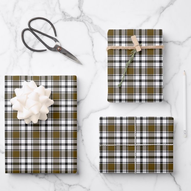 Plaid Gift Wrap in Brown, Black and White HAMbyWG (Front)