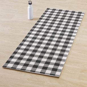 Plaid Gingham Black White Mom Birthday Yoga Mat