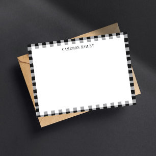 Plaid Gingham Buffalo Black & White Name Card