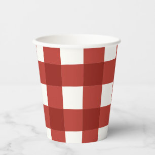 Plaid Gingham Cherry Girls Birthday Paper Cups