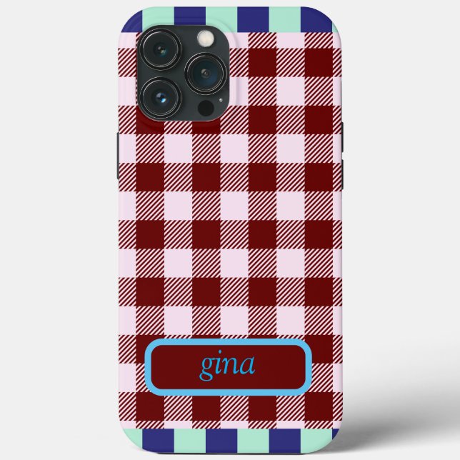 Plaid Gingham Personalized Case-Mate iPhone Case (Back)