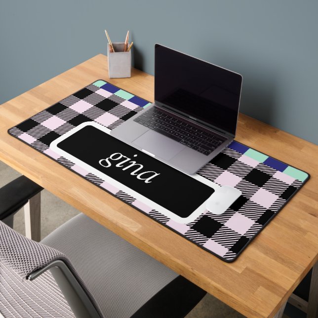 Plaid Gingham Personalized Desk Mat (Office 2)