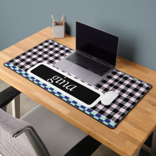 Plaid Gingham Personalized Desk Mat