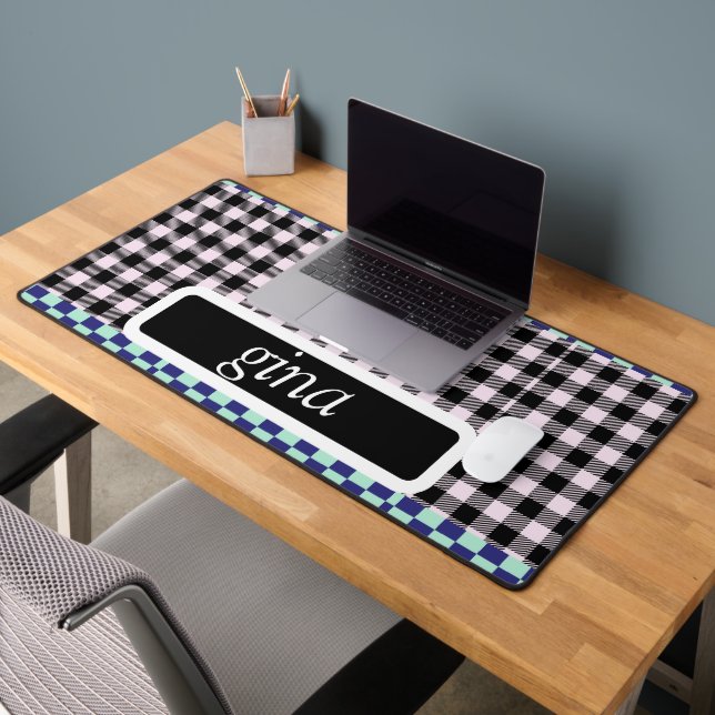 Plaid Gingham Personalized Desk Mat (Office 2)