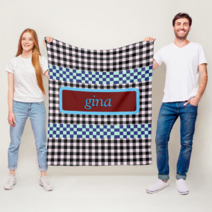 Plaid Gingham Personalized Fleece Blanket