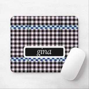 Plaid Gingham Personalized Mouse Pad