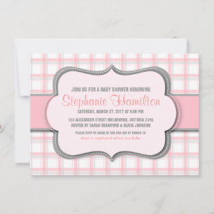 Plaid girl shower trellis mosaic invitation