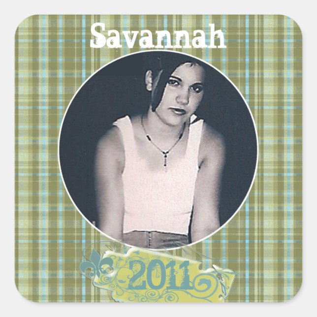 Plaid Graduation or Sweet Sixteen Photo Stickers (Front)
