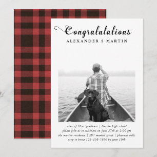 Plaid Graduation Party Photo Announcement