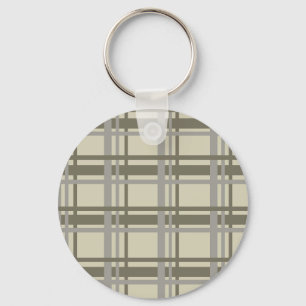 Plaid gray and cream keychain