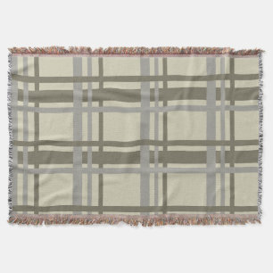 Plaid gray and cream throw blanket