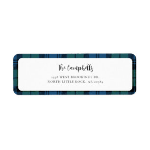 Plaid Green Blue Campbell Tartan Adresse de retour