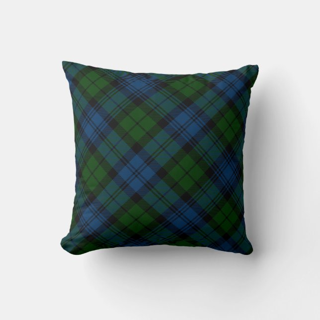 Plaid Green Christmas Holidays Rustic Tartan Throw Pillow (Front)