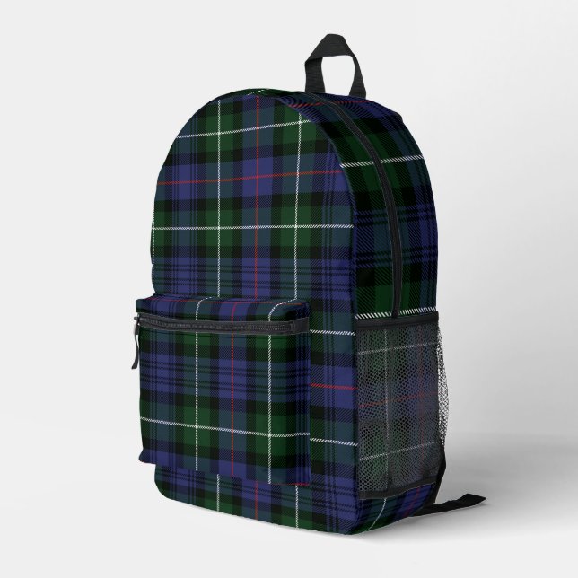 Plaid Green Purple Check MacKenzie Tartan Printed Backpack (Back Corner Right)
