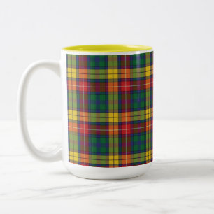 Plaid Green Red Buchanan Tartan Two-Tone Coffee Mug