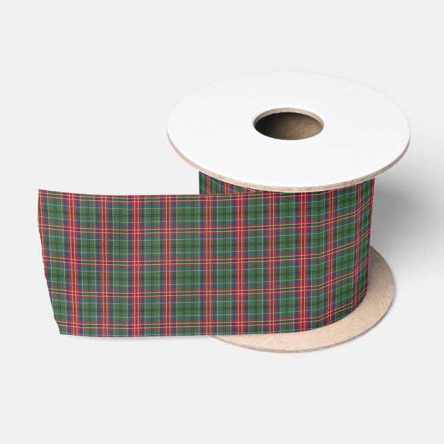 Plaid Green Red Check Clan MacCulloch Tartan Satin Ribbon (Spool)