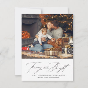 Plaid Green Red Furry and Bright Pet Holiday Card 