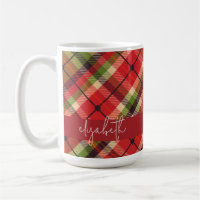 Plaid Green Red Gold Personalized