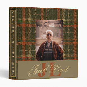 Plaid green Visitor Communication  3 Ring Binder
