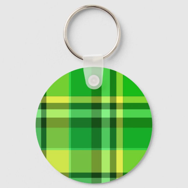 Plaid Green Yellow Keychain (Front)