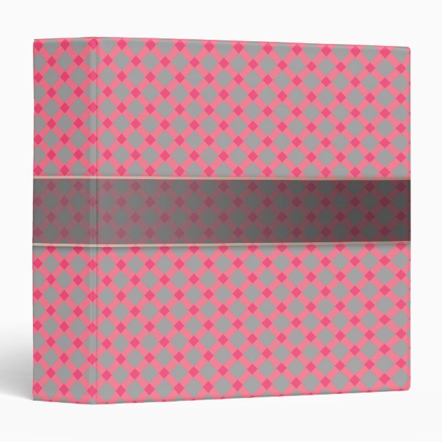 Plaid , grey and pink binder (Front/Spine)