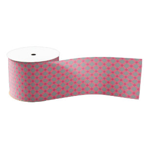 Plaid , grey and pink grosgrain ribbon