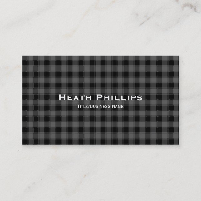 Plaid gris et noir À damiers Cartes de visite (Devant)