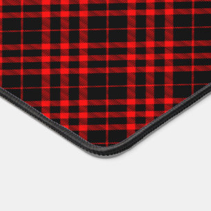 Plaid Grunge Pattern Tartan Cool Retro Black & Red Desk Mat
