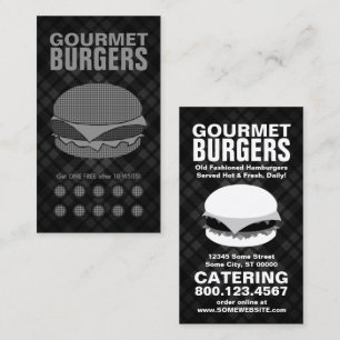 plaid hamburgers punch card