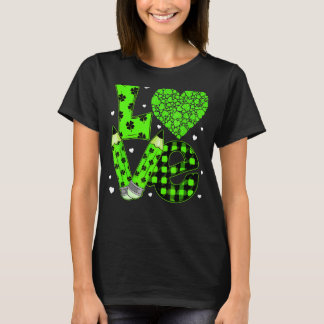 Plaid Heart LOVE St Patrick's Day T-Shirt