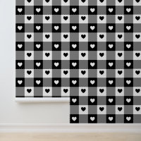 Plaid Hearts Cute Fun Black & White Unisex Nursery